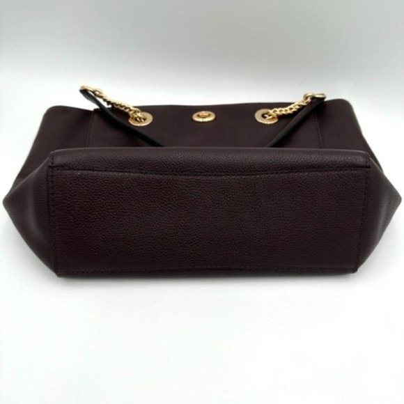 Coach Wine Pebble Leather with Gold Chain Strap, Turn Lock Tote, Gently Used - Picture 6 of 9